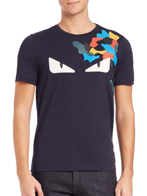 fendi t shirt blue eye-like sign